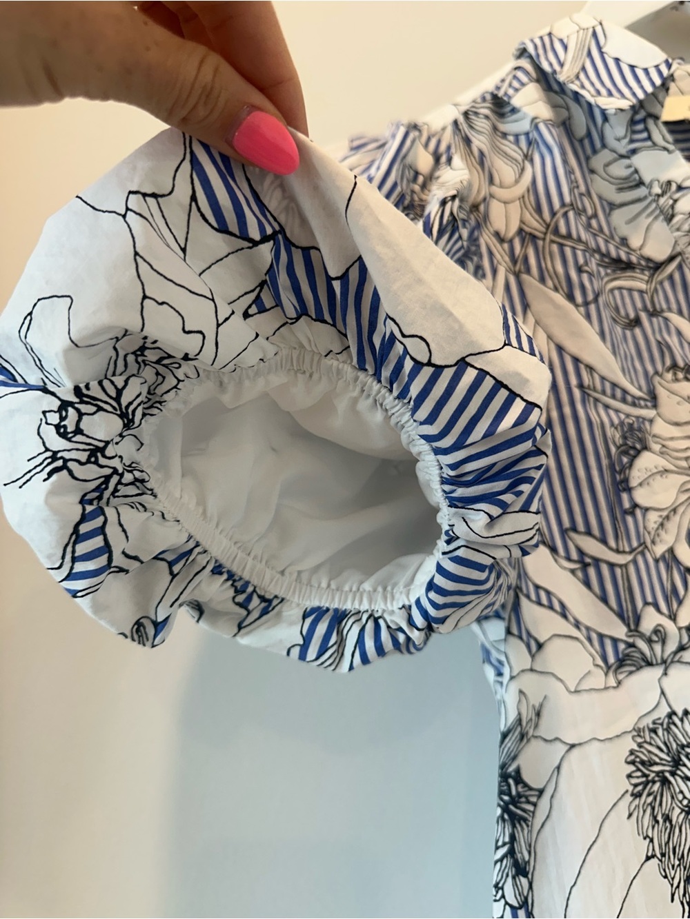 Pinch Riveria Blue White Ruffle Puff Sleeve Cotton Summer Mini Dress Size Small - Picture 6 of 16